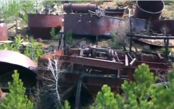 Golden Crest mill, burned down, from the air